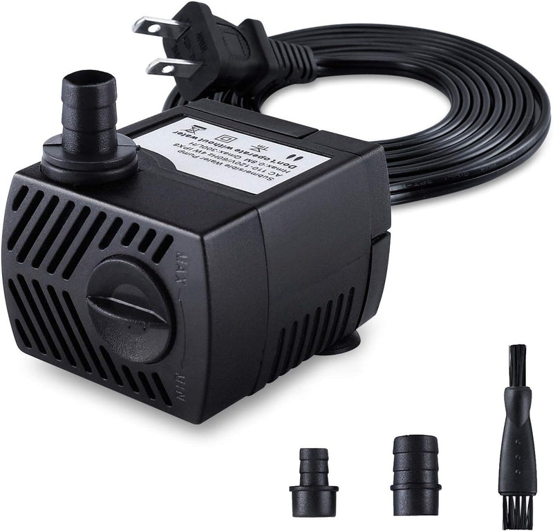 CWKJ Fountain Pump, 80GPH(4W 300L/H) Submersible Water Pump, Durable Outdoor Fountain Water Pump with 7.2ft(2.2m) Power