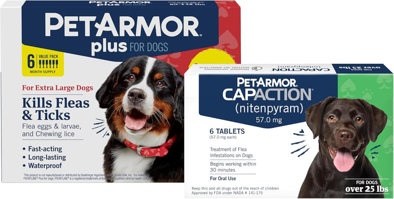 PetArmor Plus XL Dog 6ct (89–132 lbs) + PetArmor CapAction Large Dog 6ct (25+) Treat and Prevent Bundle – Fast Acting an