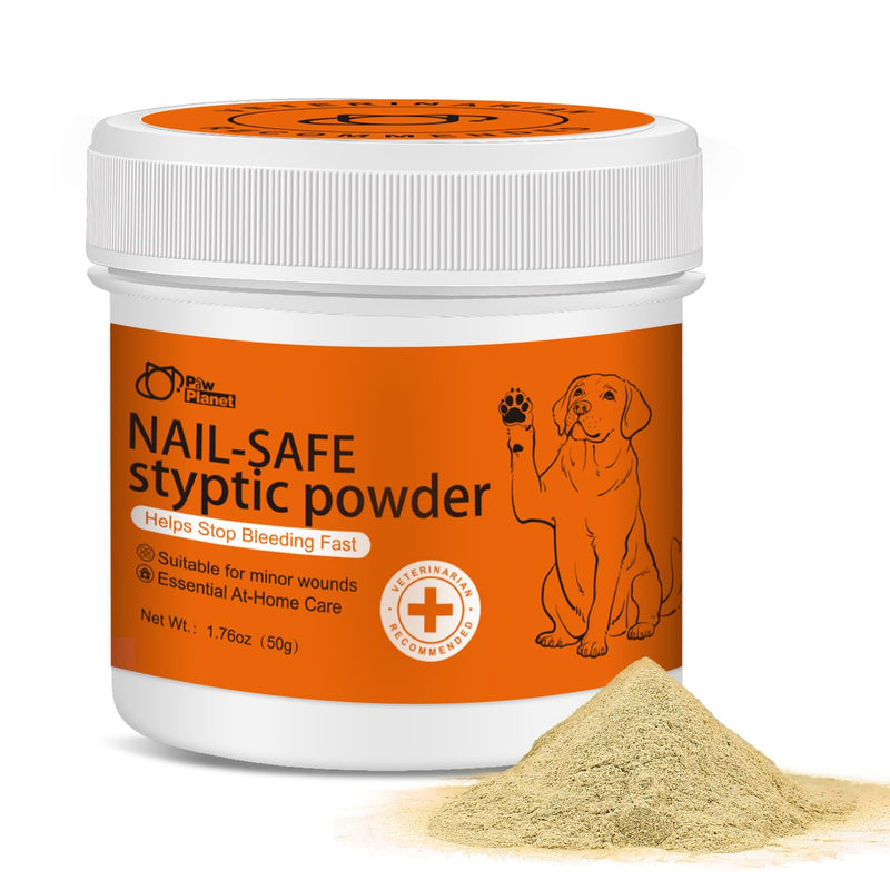 PAW PLANET Styptic Powder for Dogs & Cats -1.76oz Fast Acting Blood Stop Powder for Nail Clipping, Minor Cuts & Wing Clipping,Essential First Aid for Dark Nails (1-Pack)