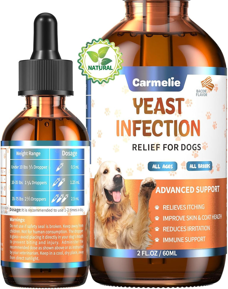 Carmelie Natural Yeast Relief for Dogs, Support Healthy Itch Relief, Ear Paw Discomfort Care, Itch Relief for Dog, Aller