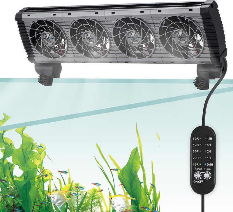 BAOSHISHAN 4-Head Aquarium Fan with Adjustable 5 Speeds & 5 Timer Settings