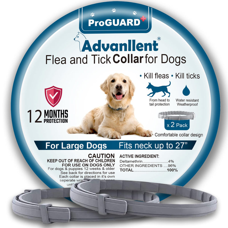 Advanllent Flea Collar for Dogs, Flea and Tick Prevention for Dogs Collar, Dog Flea and Tick Treatment, 2 Collars, 12 Months Prevention, One Size Fits All