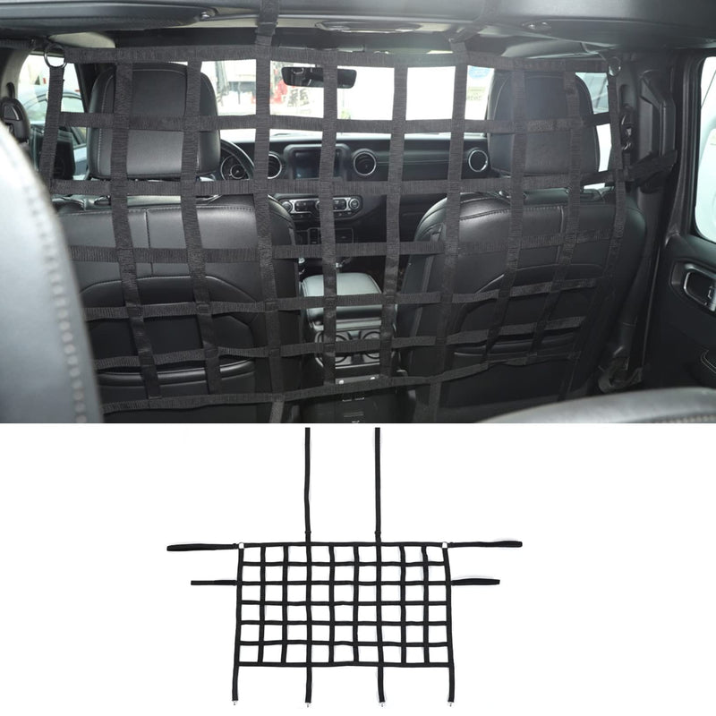 Car Rear Seat Isolation Barrier Net Back Pet Dog Seat Divider for Jeep Wrangler JK JL Unlimited 2007-2025 Gladiator JT 2 Door 4 Door for Pet Children Safe Drive (Black)