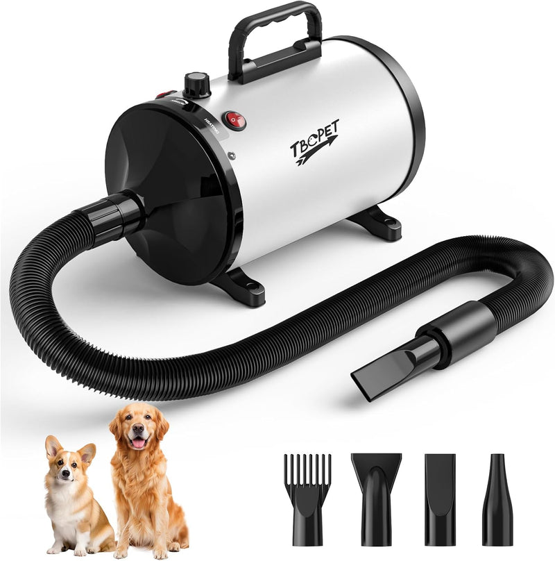 Dog Dryer High Velocity Dog Hair Dryer 5.2HP/3800W, Stepless Adjustable Speed Temperature Dogs Grooming Blow Dryer, Pet