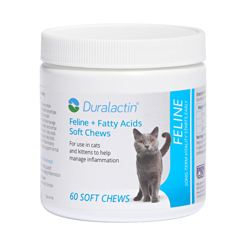 PRN Pharmacal Duralactin Feline & Fatty Acid Soft Chews - Joint Health Supplement for Cats & Kittens - Helps Support Inflammation - Omega 3 Fatty Acid Supplement - Chicken-Liver Flavor - 60 Soft Chews
