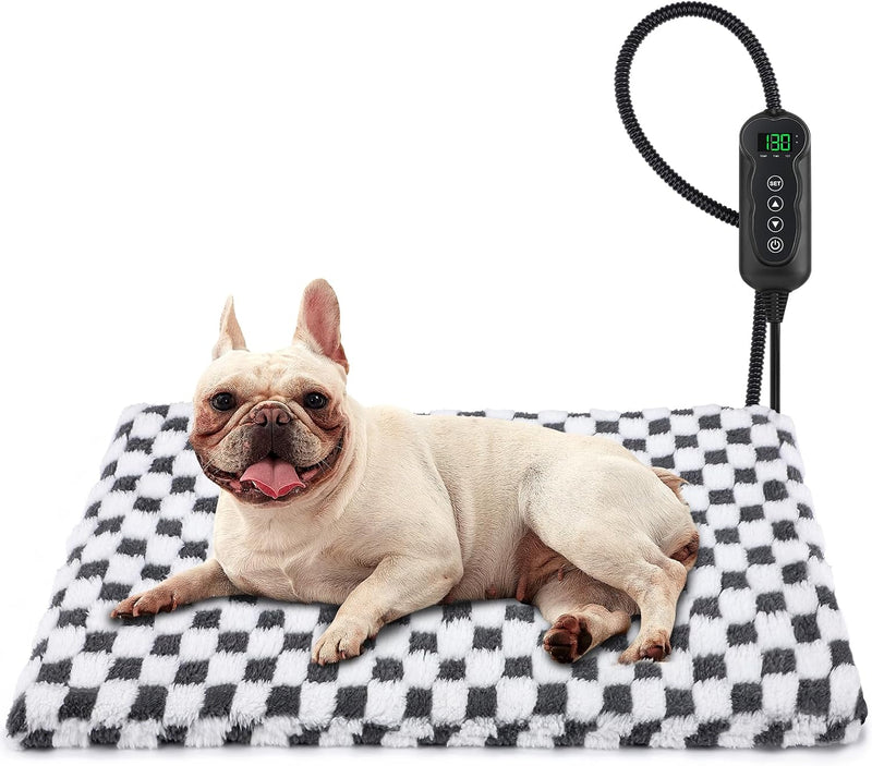 MIXJOY Heated Dog Bed, 11 Adjustable Temperature Dog Heating Pad Indoor with Timer, Pet Heated Mat for Dogs Cats, Electr
