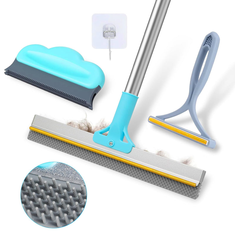 3PCS Carpet Rake for Pet Hair Removal, 54” Adjustable Long Handle, Dual-Sided Metal & Silicone Head,Reusable Pet Hair Remover Scraper Rake Carpet,Dog Hair Broom for Rugs,Mats,Couch and Furniture.