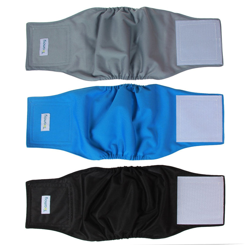 Teamoy Reusable Wrap Diapers for Male Dogs, Washable Puppy Belly Band Pack of 3 (M, 13