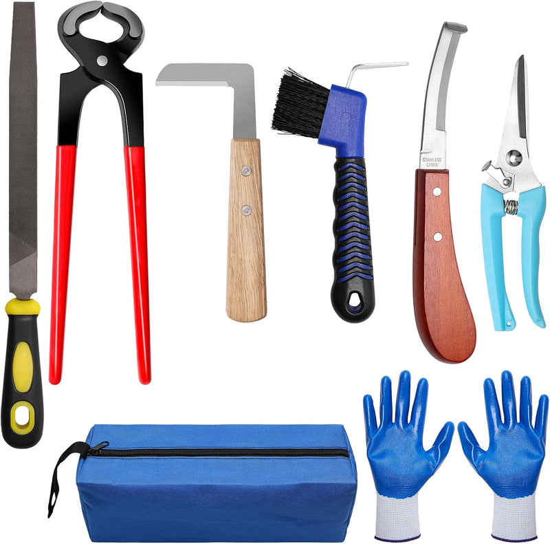 10 Inch 8 Pcs Farrier Tools Set with Storage Bag