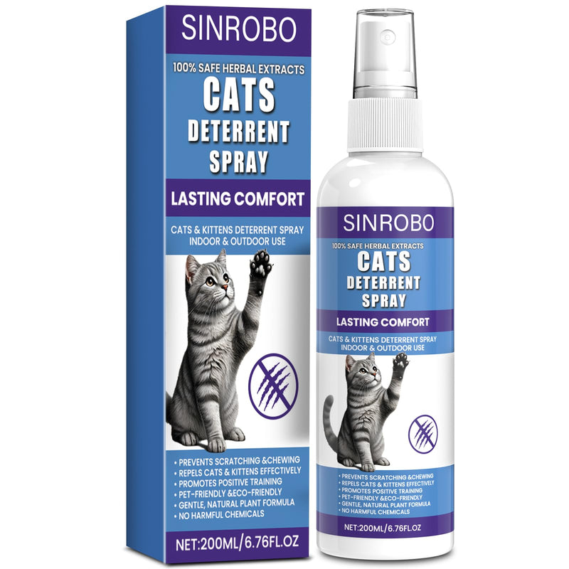 SINROBO Cat Deterrent Spray - Natural Safe Cat Repellent Spray for Furniture Protection,Effective Indoor & Outdoor Training Aid to Stop Pee Spraying, Chewing & Scratching (1 Pcs)