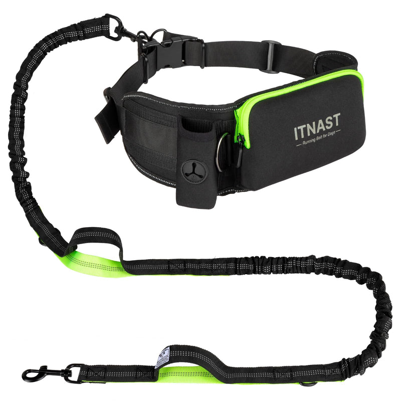 ITNAST Hands Free Dog Leash for Medium Large Dogs, Waist Support Padded Bungee Dog Running Leash with Reflective Stitching for Walks, Jogging, Running, Hiking, and Dog Training