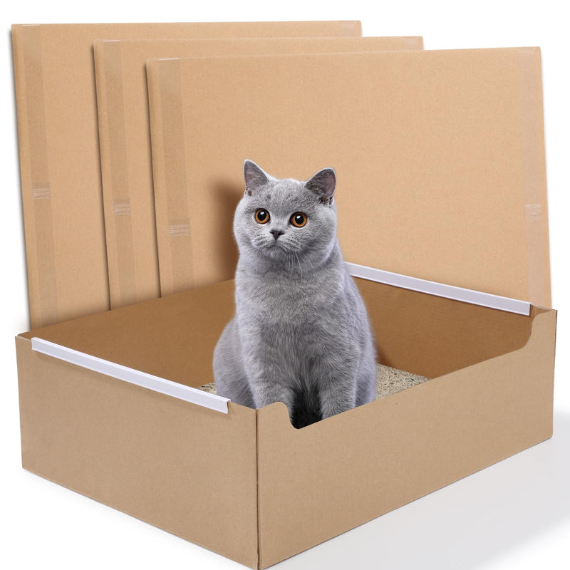 4 PCS Disposable Litter Boxes for Cats, Foldable Cardboard Cat Litter Box, Portable Waterproof Travel Litter Box for Cats(16.7x12.8x5.3 Inch)