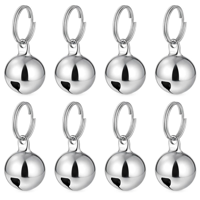 QFGasre 8 Pack Pet Bells for Dog Cat Bells Collar Charm for Puppy Pet Pendant Accessories Anti-Lost Training Bell for Collars Dogs Training Bell Collar for Dogs and Cats DIY Crafts Decorations Silver