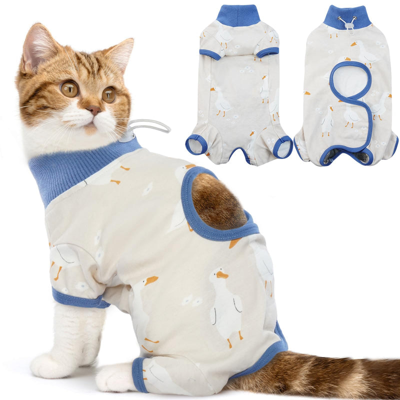 DENTRUN Cat Surgery Recovery Suit Female Male Soft Onesie, Kitten Surgical Collar Cone Alternative Shirt, Abdominal Wounds Anti-Licking Pajama for Small Pets Spay, Cat Body Suit Post Surgery