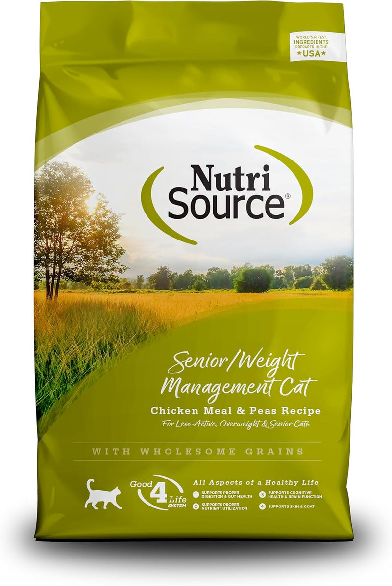 NutriSource Senior & Weight Management Dry Cat Food, Chicken & Peas