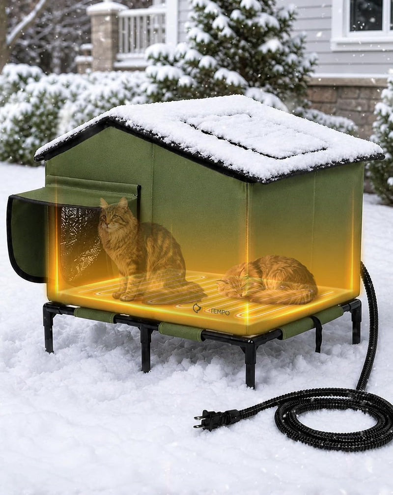 Heated Cat House for Outside Weatherproof in Winter, 20