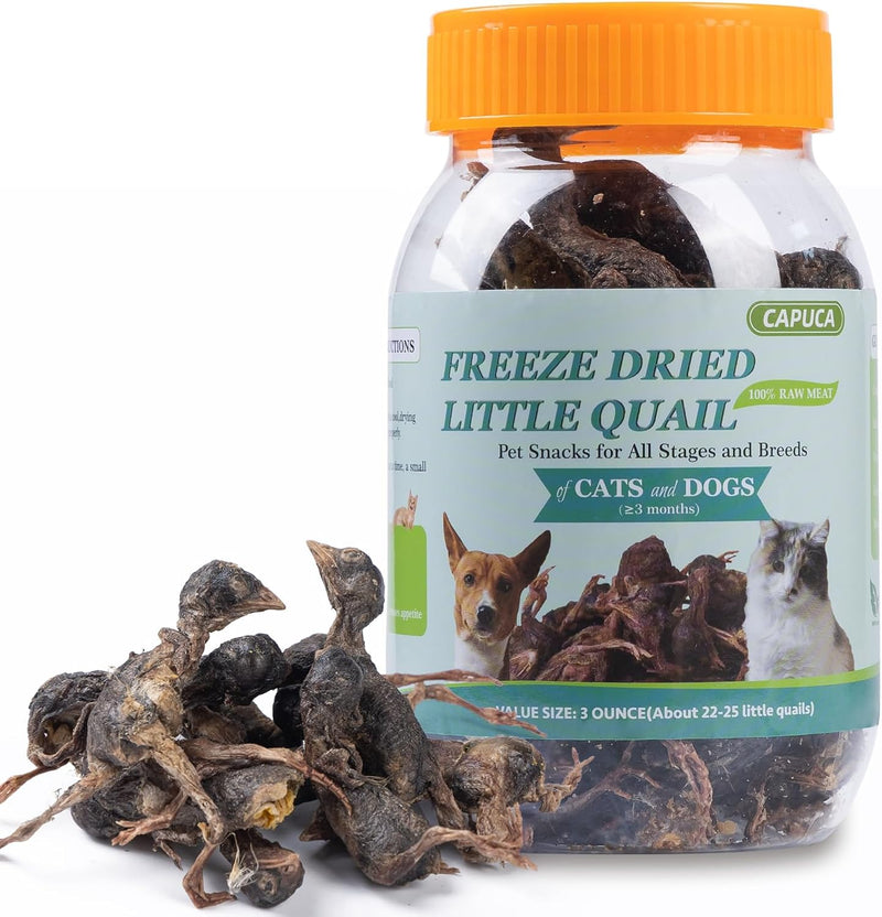 Freeze-Dried Quail Treats for Cats & Dogs, Single Ingredient, 3 oz