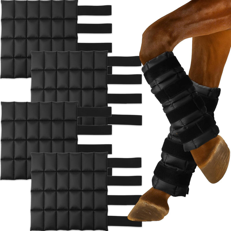 Ice Boots for Horse of 4 Ice Pack Wraps for Horse Leg, Black