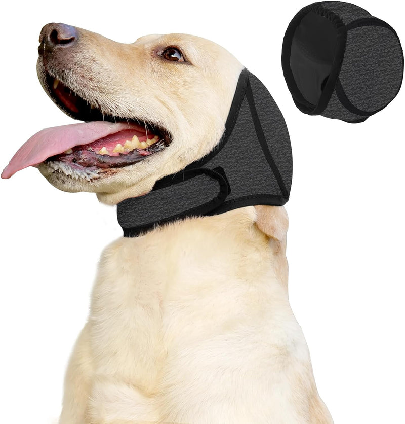 JOHNBOLIN Dog Ear Muffs & No Shake Ear Wrap for Hematoma, Bathing, Drying, Swim& Noise Anxiety Relief- Elastic Waterproo