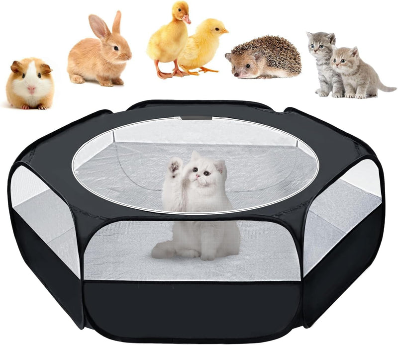 UWE Small Animal Playpen, Waterproof Foldable Pet Playpen, Black