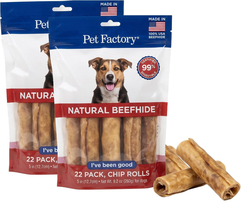 Pet Factory 100% Made in USA Beefhide Chip Rolls Dog Rawhide Chews,Thick,Dog Chews Long Lasting from American Cattle,Dog