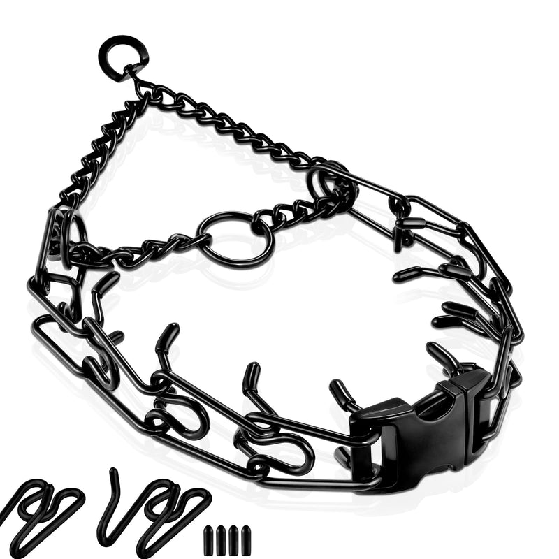 Pinch Collar for Dogs, Prong Training Collar with Quick Release Buckle for Dog Pulling Behavior Correction, Adjustable Pinch Leashes (M/L / 18-23