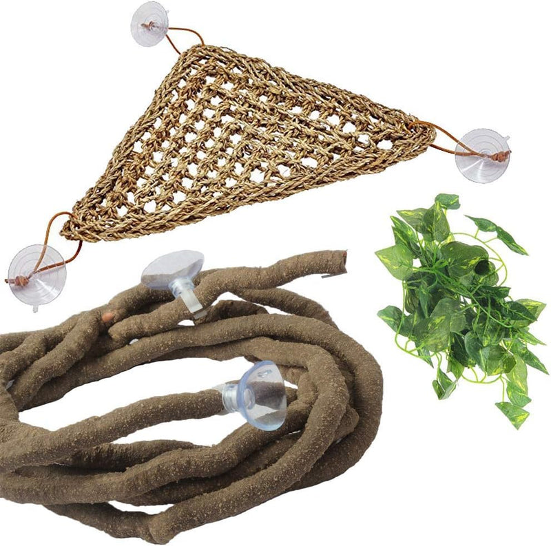 PINVNBY Bearded Dragon Hammock, Bearded Dragon Tank Accessories, Jungle Climber Vines Flexible Reptile Terrarium Leaves