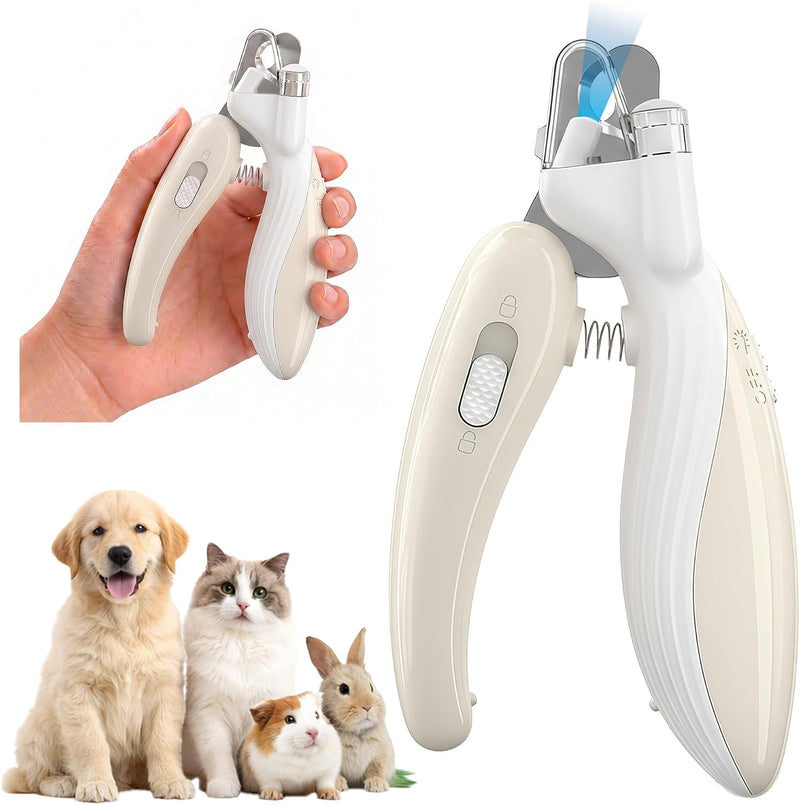 Dog & Cat Nail Clippers with LED Light, Illuminates Nails Helps See Quick, Pet Nail Trimmer with Sharp Stainless Steel B