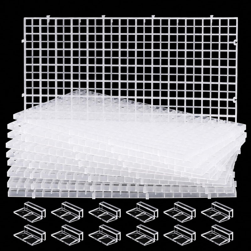 Okllen Set of 12 Plastic Egg Crate Aquarium Divider with 12 Clips