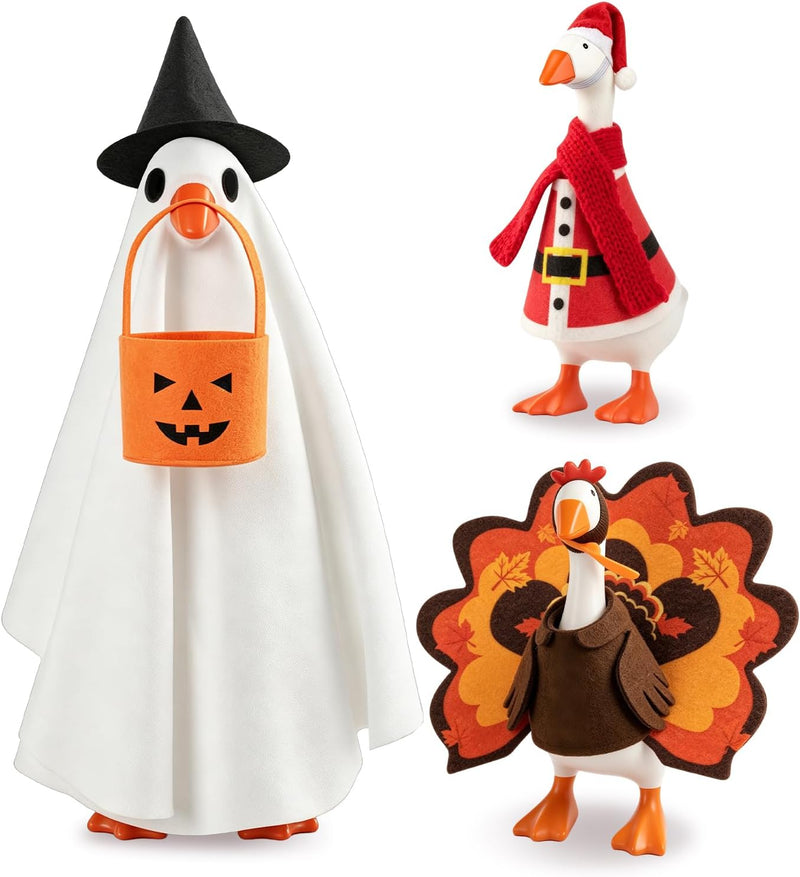 3 Pack Desk Goose Outfits for Holiday, Halloween&Thanksgiving&Christmas