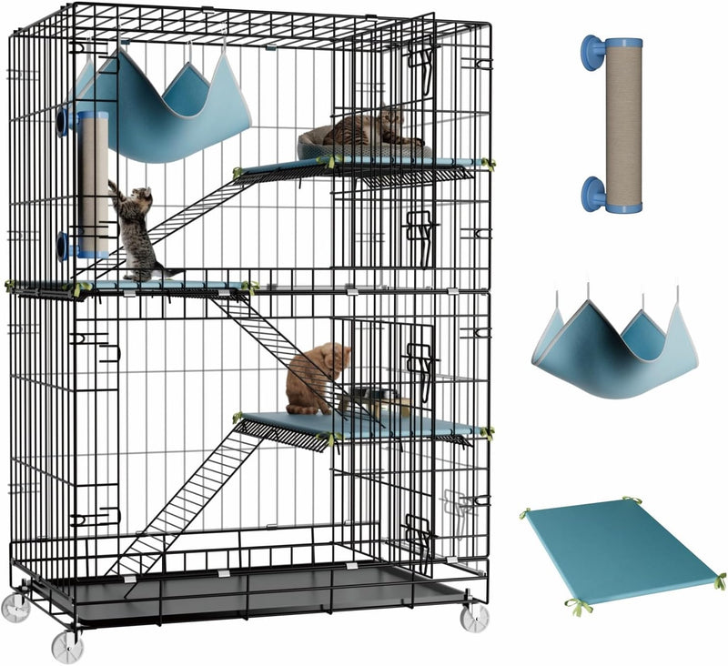 STILLCOVE 4-Tier Cat Cage Indoor, with Cushions & Hammock & Scratching Post