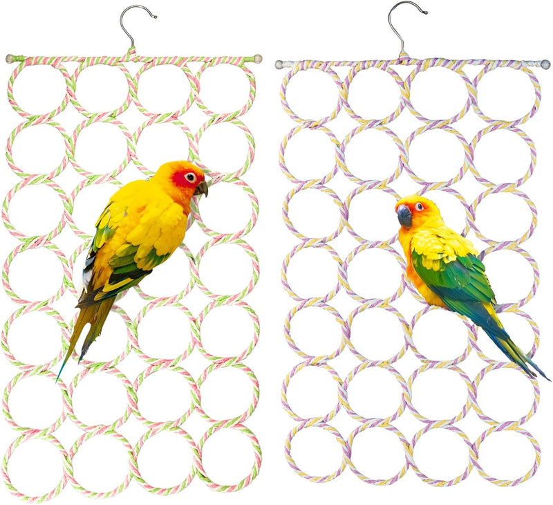 2 Packs Parrot Swing Hanging Toys, Bird Climbing Rope Net Ladders Small Medium Pet Activity Toy Suitable for Parakeet,Co