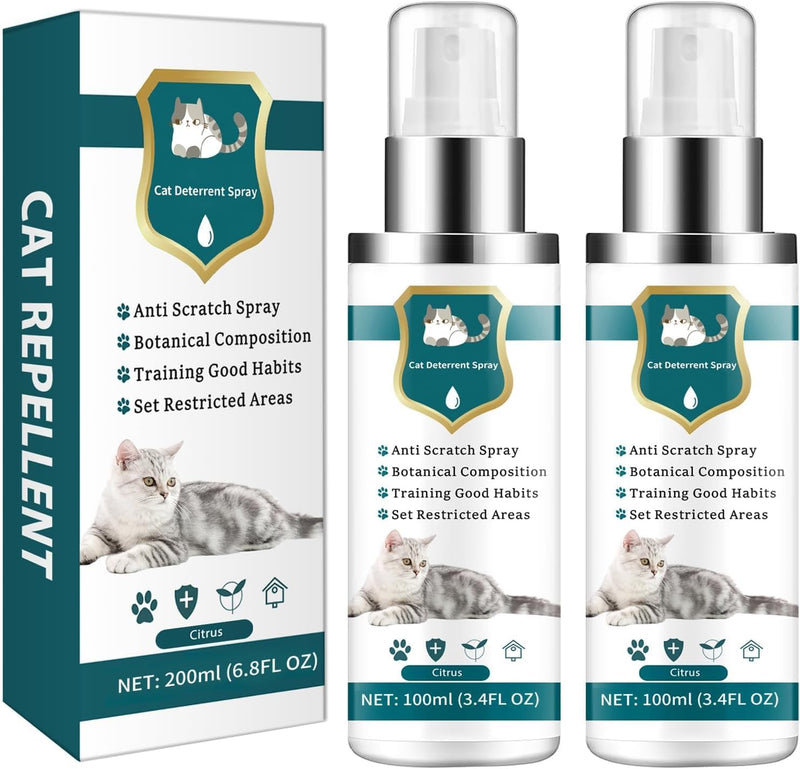 Advanced Cat Deterrent Spray, Natural Formula Cat Repellent Indoor and Outdoor, Strengthened Cat Scratch Deterrent for F