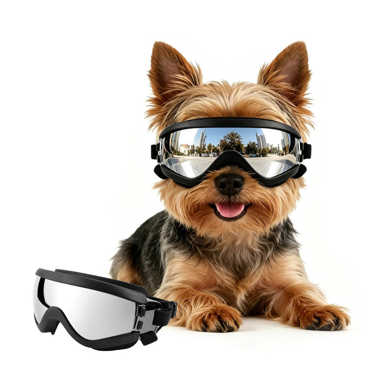 Billionchains Dog Goggles Small Breed with UV Protection Windproof Anti-Fog Dog Sunglasses Clear View Puppy Glasses for Walks/Car Rides/Motorcycle Riding/Bike Riding, Small