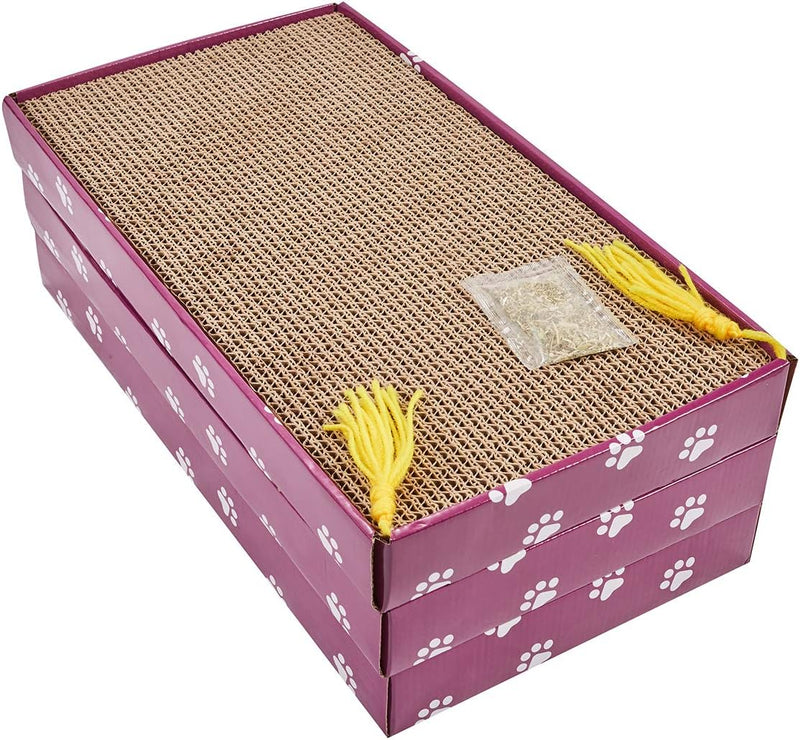 PEEKAB Cat Scratcher Cardboard Wide Scratching Board Reversible Corrugate Cat Scratch Pad with Box Catnip Included Large