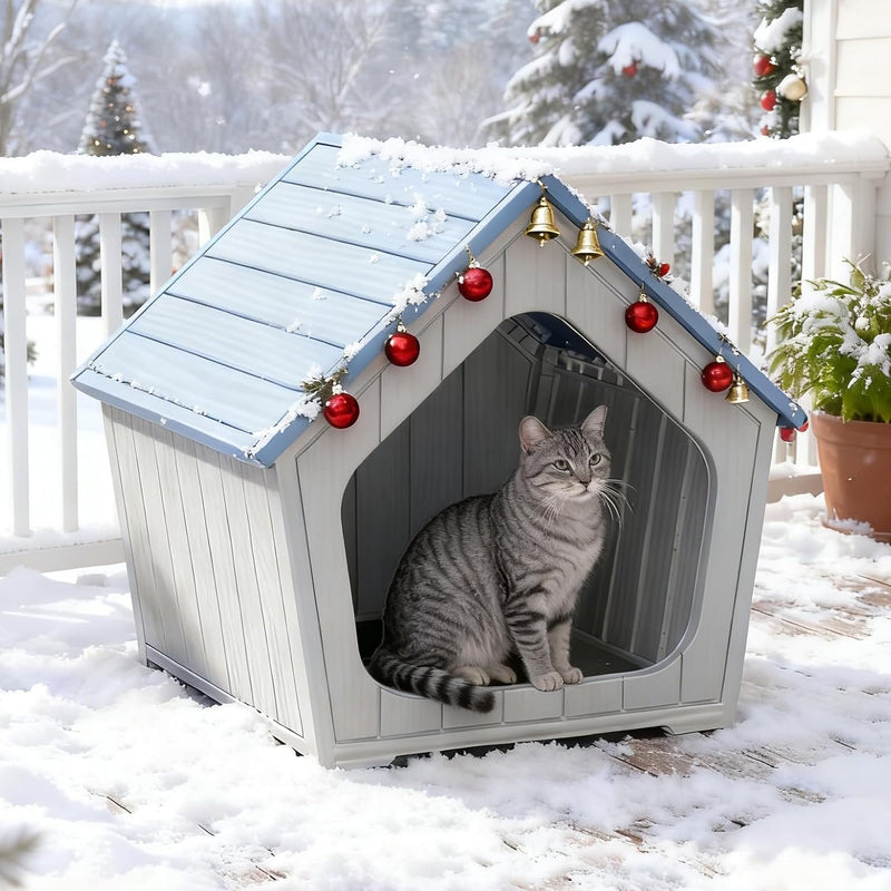 KAMABOKO Outdoor Cat House โ Durable Pet Shelter with Ventilation for Indoor & Outdoor, Removable Roof, Easy to Clean, C