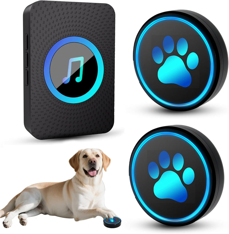 Yoiilifee Dog Door Bell for Potty Training, Smart Wireless Doggie Doorbell to Go Outside, 1000 Feet Long Range with IP65 Waterproof Super-Light Touch Button, 60 Melodies & Adjustable Volume (Black)