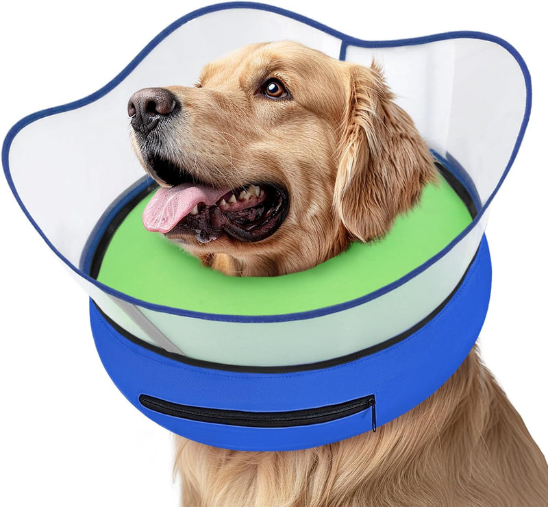 Supet Raised Inflatable Dog Cone Collar to Stop Licking, Soft Dog Cone Alternative for Small Medium Large Dogs, Doggie D