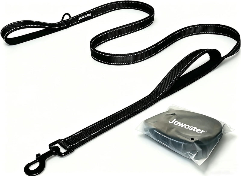 Heavy Duty Dog Leash - 2 Handles by Padded Traffic Handle for Extra Control, 6foot Long - Perfect for Medium to Large Dogs (6 ft, Black)