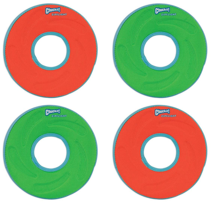 Chuckit Zipflight Amphibious Flying Ring - Assorted Small – 6 in. Diameter (4 Pack)