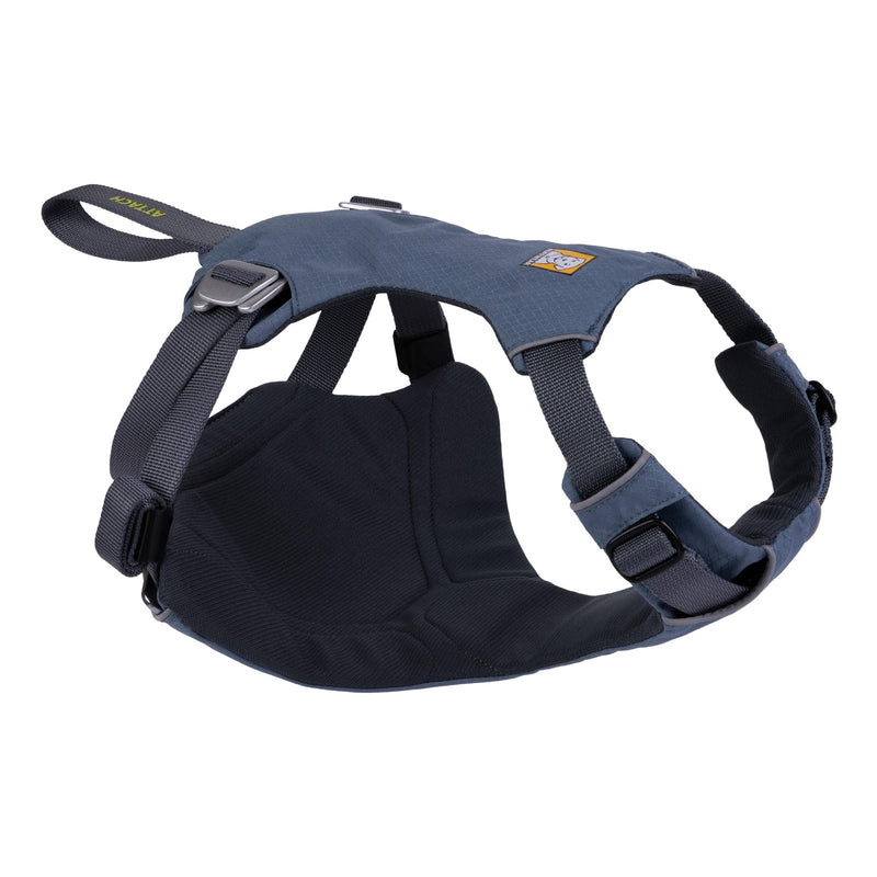 Ruffwear, Load Up Dog Car Harness, Padded Adjustable Travel Restraint with Universal Seat Belt Attachment and Strength-Rated Metal Hardware, for Road Trips in Cars & SUVs, Slate Blue, Medium