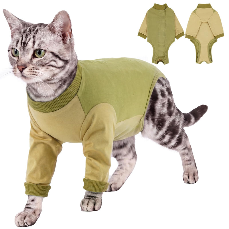 QBLEEV Cat Recovery Suit for Foreleg, Cat Onesie After Surgery for Female Male, Anti Licking Surgical Suit for Spay Neuter, Front Leg Protection with Long Sleeve, Soft Pajamas for Wounds Skin Disease