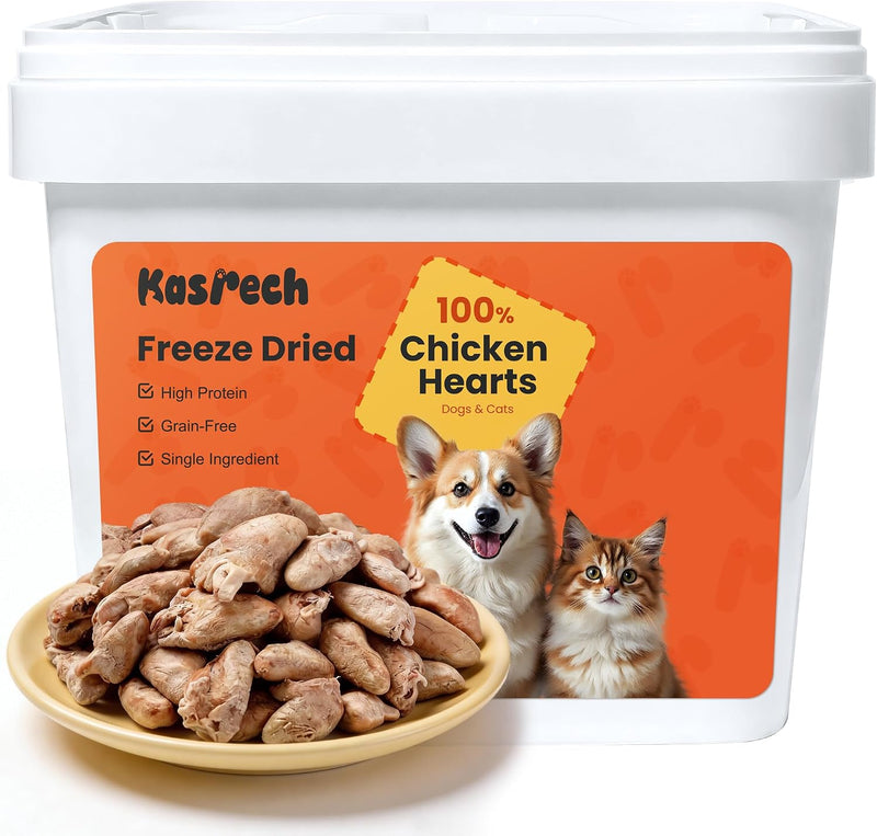 Freeze Dried Chicken Hearts for Cats & Dogs, 17.64 oz (1.1LB)