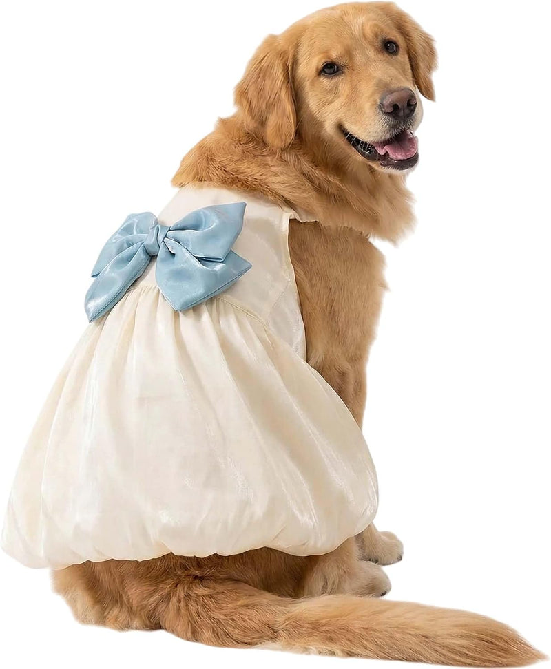 FLAdorepet White Large Dog Princess Dress Christmas Outfit Costume,6XL