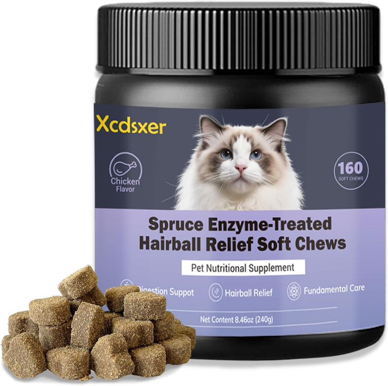 Hairball Aid Supplement for Cats, Chicken Flavor, 160 Soft Chews