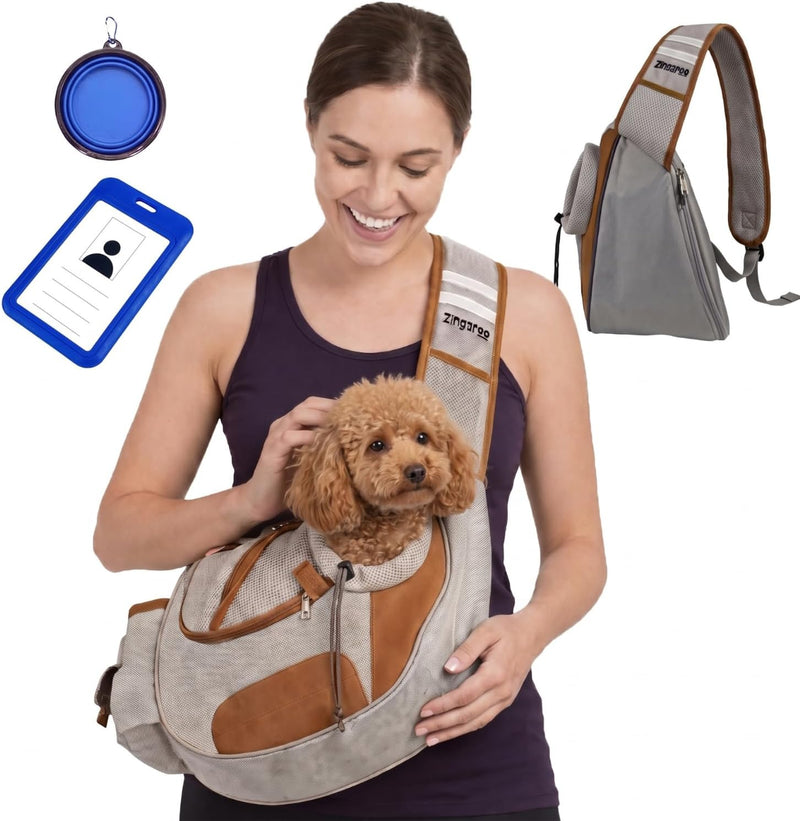 Dog Sling Carrier for Small Dogs & Cats(6-11 lbs) - Hands-Free Bag