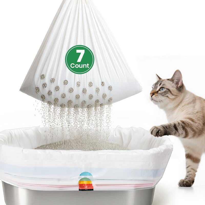 Sifting litter bags with 7-Day Litter System, Heavy Duty Thickened litter liners, 37x18 Inch (7 Pack) For Most Litter Boxes and Cat Supplies