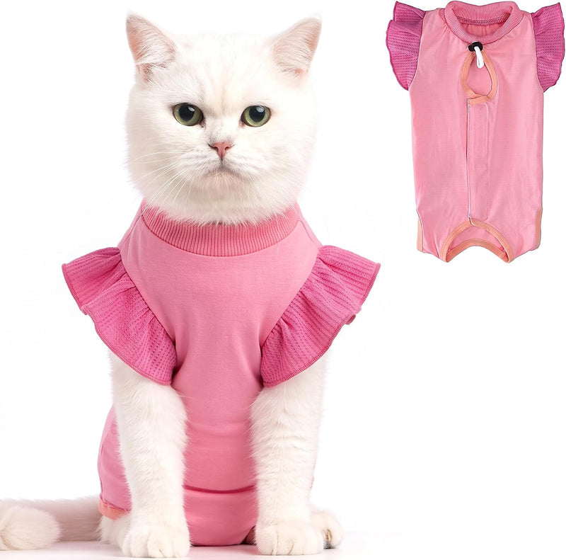 Avont Cat Recovery Suit - Post-Surgery Onesie for Cats, Alternative to Cone of Shame, Protective Spay Suit for Female Kitten, Ideal for Healing and Skin Conditions -Magenta(M)