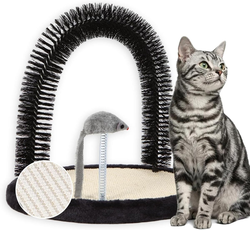Happi N Pets Large Cat Self Groomer, Heavy Woven Sisal Pad with Mouse Toy