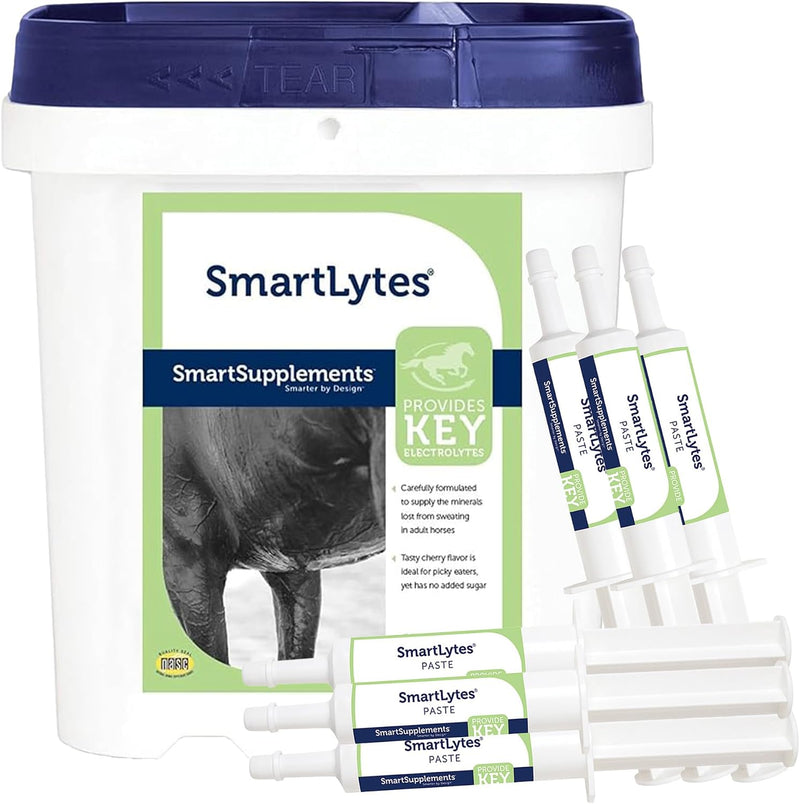 SmartEquine SmartLytes Horse Electrolyte Powder Supplement & SmartLytes Paste Horse Electrolyte Paste 6 Tubes Bundle, En